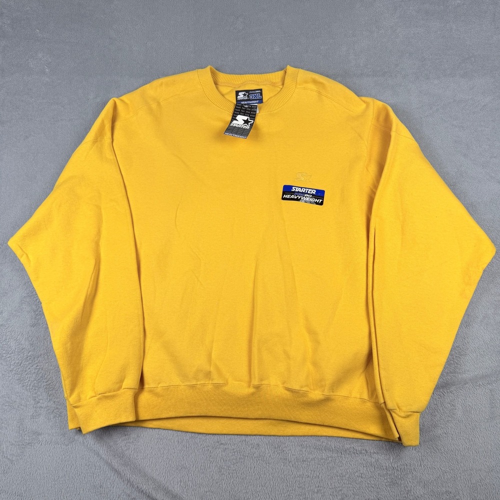 Starter Pro 80 Heavyweight Sweatshirt Mens 3XL Yellow Crew Neck Pullover NWT